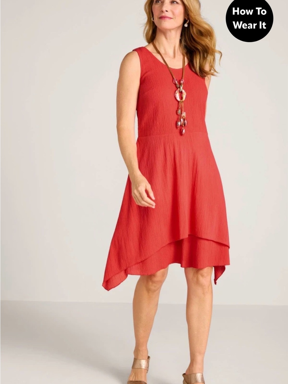 Soft Surroundings Orange Asymmetrical Sleeveless Midi Dress